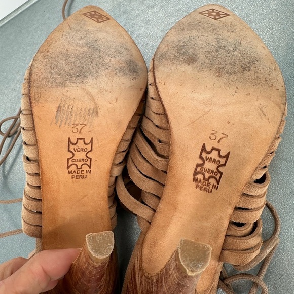 Huma Blanco Jenny Woven Leather Ankle Tie Mule Heels - Picture 5 of 5